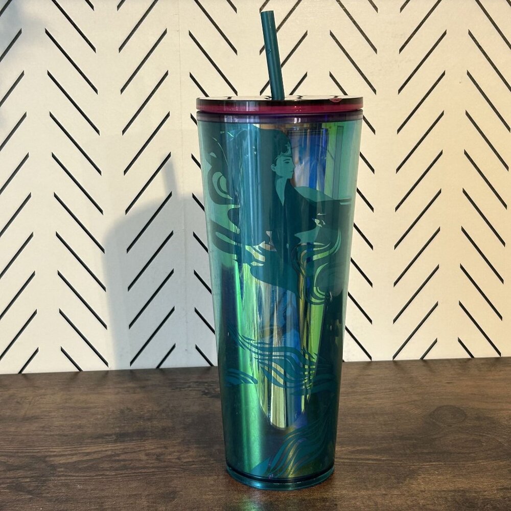 Starbucks 2023 Holographic Teal Glacier Oil Slick Siren Mermaid Cup Cold Tumbler